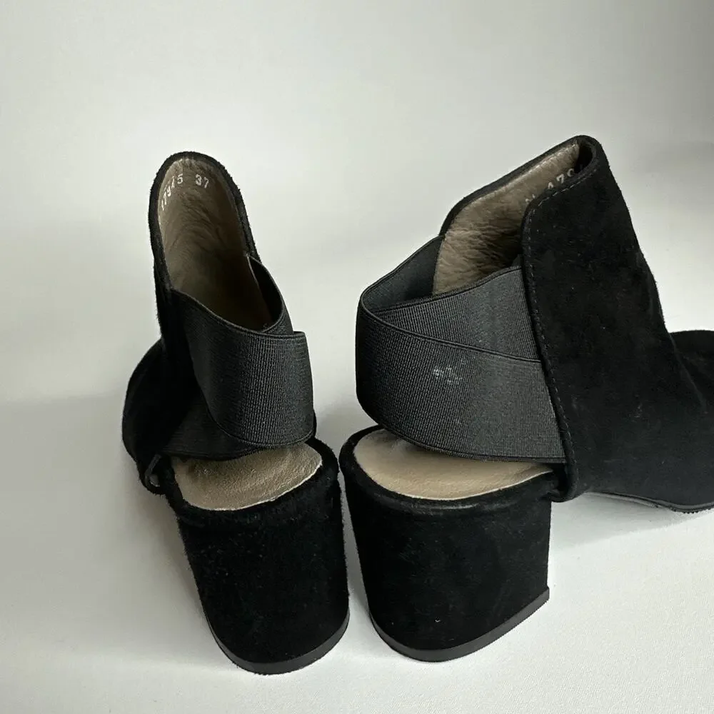 Boucherel Womens Size 6.5 EU 37 Black Suede Slingback Kitten Heels Pumps Shoe